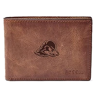 Men's Fossil Brown Delaware Fightin' Blue Hens Leather Derrick Front Pocket Bi-Fold Wallet