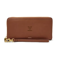 Women's Fossil Brown Vanderbilt Commodores Leather Logan RFID Zip Around Clutch
