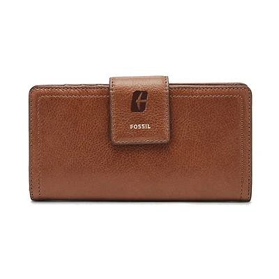 Women's Fossil Brown Charlotte 49ers Leather Logan RFID Tab Clutch