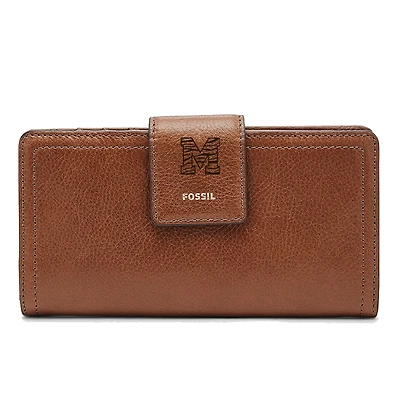 Women's Fossil Brown Memphis Tigers Leather Logan RFID Tab Clutch