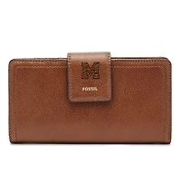 Women's Fossil Brown Memphis Tigers Leather Logan RFID Tab Clutch