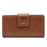 Women's Fossil Brown North Dakota Leather Logan RFID Tab Clutch