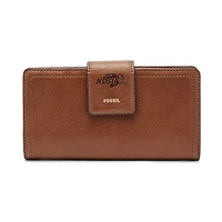 Women's Fossil Brown NDSU Bison Leather Logan RFID Tab Clutch