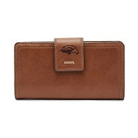 Women's Fossil Brown Southern Miss Golden Eagles Leather Logan RFID Tab Clutch