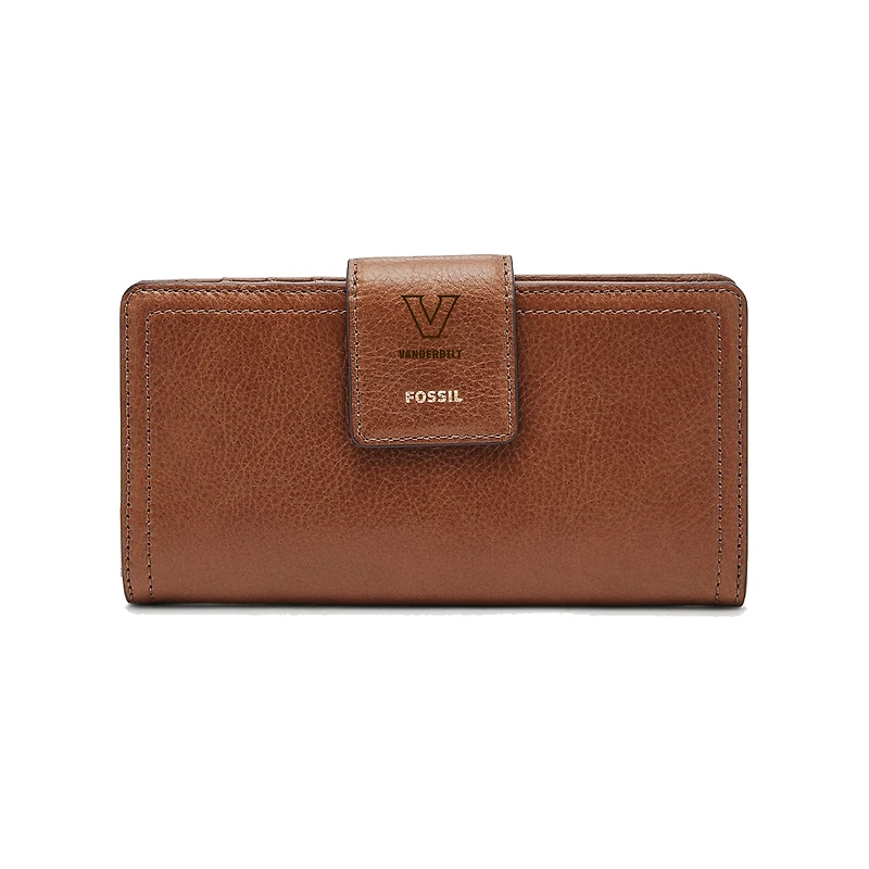 Women's Fossil Brown Vanderbilt Commodores Leather Logan RFID Tab Clutch