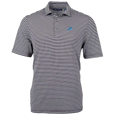 Men's Cutter & Buck Black Detroit Lions Big & Tall Virtue Eco Pique Stripe Recycled Polo