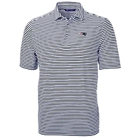 Men's Cutter & Buck Navy New England Patriots Big & Tall Virtue Eco Pique Stripe Recycled Polo