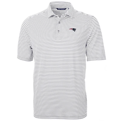 Men's Cutter & Buck White New England Patriots Big & Tall Virtue Eco Pique Stripe Recycled Polo