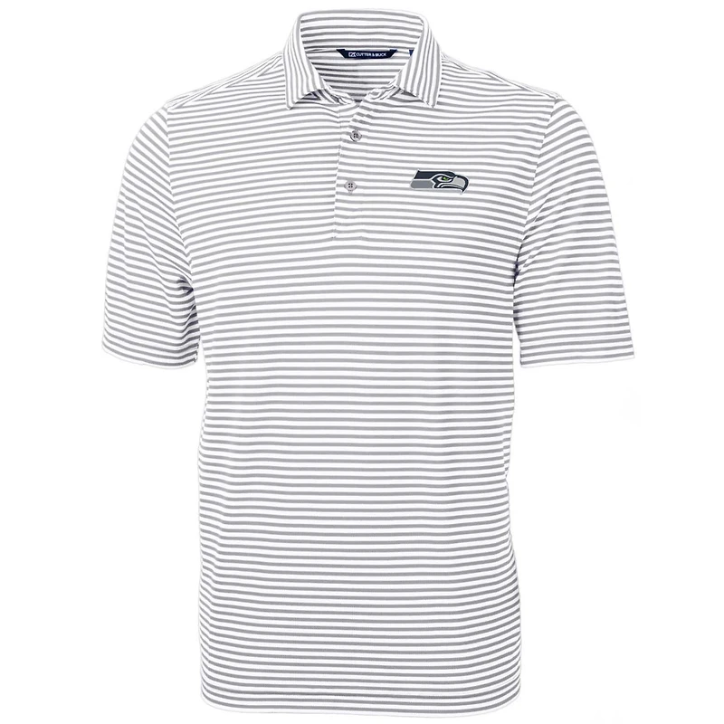 Men's Cutter & Buck White Seattle Seahawks Big & Tall Virtue Eco Pique Stripe Recycled Polo