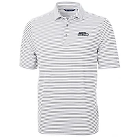 Men's Cutter & Buck White Seattle Seahawks Big & Tall Virtue Eco Pique Stripe Recycled Polo