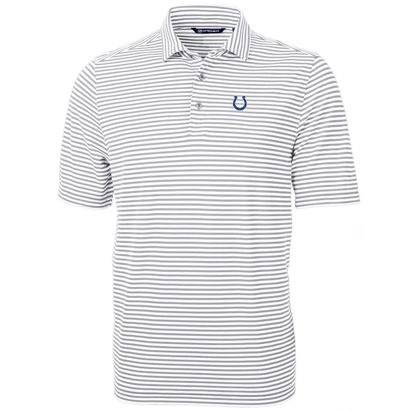 Men's Cutter & Buck White Indianapolis Colts Big & Tall Virtue Eco Pique Stripe Recycled Polo