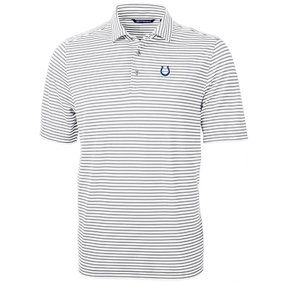 Men's Cutter & Buck White Indianapolis Colts Big & Tall Virtue Eco Pique Stripe Recycled Polo