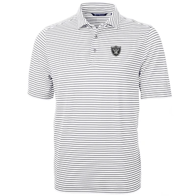 Men's Cutter & Buck White Las Vegas Raiders Big & Tall Virtue Eco Pique Stripe Recycled Polo