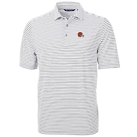 Men's Cutter & Buck White Cleveland Browns Big & Tall Virtue Eco Pique Stripe Recycled Polo