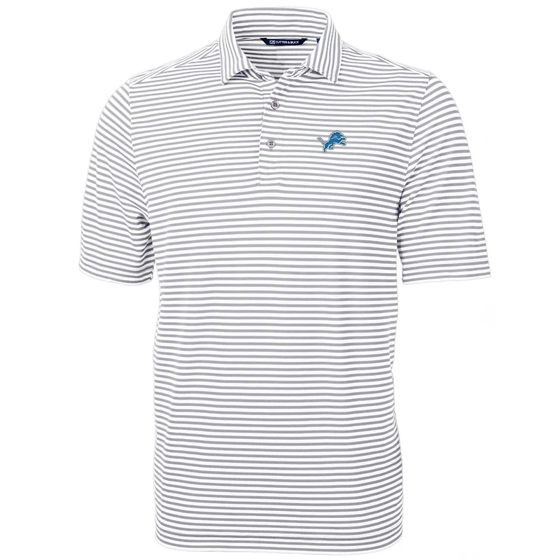 Men's Cutter & Buck White Detroit Lions Big & Tall Virtue Eco Pique Stripe Recycled Polo