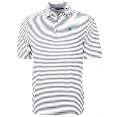 Men's Cutter & Buck White Detroit Lions Big & Tall Virtue Eco Pique Stripe Recycled Polo
