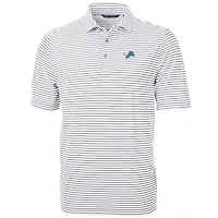 Men's Cutter & Buck White Detroit Lions Big & Tall Virtue Eco Pique Stripe Recycled Polo