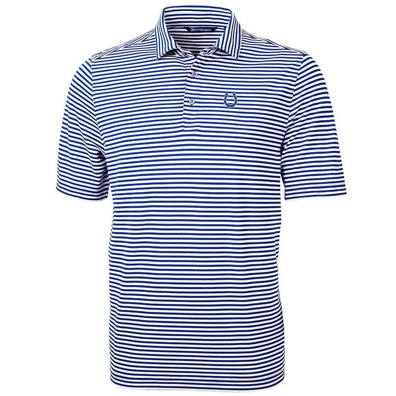Men's Cutter & Buck Royal Indianapolis Colts Big & Tall Virtue Eco Pique Stripe Recycled Polo