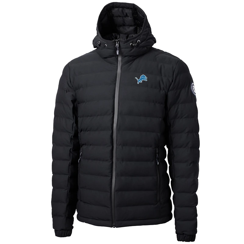 Men's Cutter & Buck Black Detroit Lions Mission Ridge Repreve Full-Zip Puffer Jacket