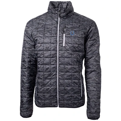 Men's Cutter & Buck Black Indianapolis Colts Rainier Printed Full-Zip Puffer Jacket