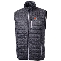 Men's Cutter & Buck Black Cleveland Browns Rainier Printed Full-Zip Puffer Vest