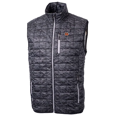 Men's Cutter & Buck Black Cincinnati Bengals Rainier Printed Full-Zip Puffer Vest