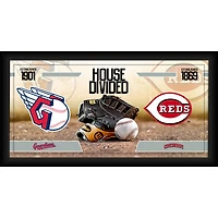 Cleveland Guardians vs. Cincinnati Reds Framed 10'' x 20'' House Divided Baseball Collage