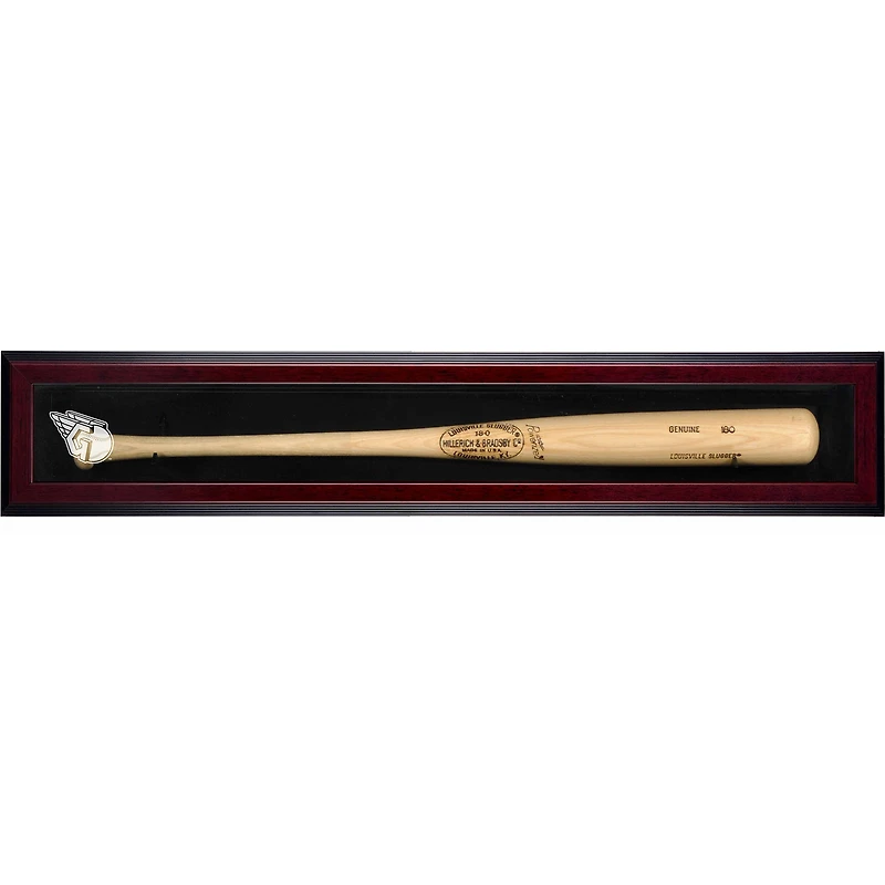 Cleveland Guardians Logo Mahogany Framed Wall-Mounted Single Bat Display Case