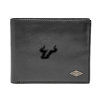 Men's Fossil Black South Florida Bulls Leather Ryan RFID Flip ID Bifold Wallet