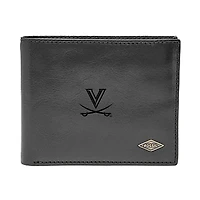 Men's Fossil Black Virginia Cavaliers Leather Ryan RFID Flip ID Bifold Wallet