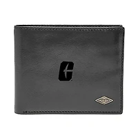 Men's Fossil Black Charlotte 49ers Leather Ryan RFID Flip ID Bifold Wallet