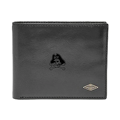 Men's Fossil Black ECU Pirates Leather Ryan RFID Flip ID Bifold Wallet