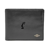 Men's Fossil Black Cincinnati Bearcats Leather Ryan RFID Flip ID Bifold Wallet