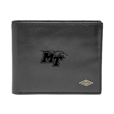 Men's Fossil Black MTSU Blue Raiders Leather Ryan RFID Flip ID Bifold Wallet