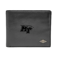 Men's Fossil Black MTSU Blue Raiders Leather Ryan RFID Flip ID Bifold Wallet