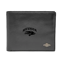 Men's Fossil Black Nevada Wolf Pack Leather Ryan RFID Flip ID Bifold Wallet