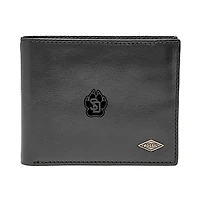 Men's Fossil Black South Dakota Coyotes Leather Ryan RFID Flip ID Bifold Wallet
