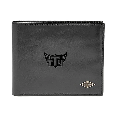 Men's Fossil Black Tennessee Tech Golden Eagles Leather Ryan RFID Flip ID Bifold Wallet