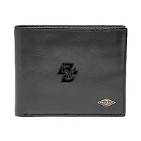 Men's Fossil Black Boston College Eagles Leather Ryan RFID Flip ID Bifold Wallet