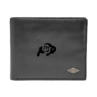 Men's Fossil Black Colorado Buffaloes Leather Ryan RFID Flip ID Bifold Wallet