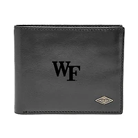 Men's Fossil Black Wake Forest Demon Deacons Leather Ryan RFID Flip ID Bifold Wallet
