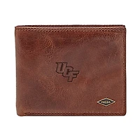 Men's Fossil Brown UCF Knights Leather Ryan RFID Flip ID Bifold Wallet