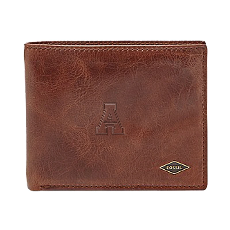 Men's Fossil Brown Appalachian State Mountaineers Leather Ryan RFID Flip ID Bifold Wallet