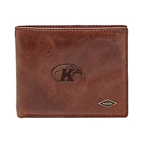 Men's Fossil Brown Kent State Golden Flashes Leather Ryan RFID Flip ID Bifold Wallet