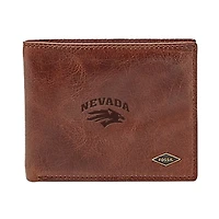 Men's Fossil Brown Nevada Wolf Pack Leather Ryan RFID Flip ID Bifold Wallet