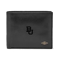 Men's Fossil Black Baylor Bears Leather Ryan RFID Passcase Wallet