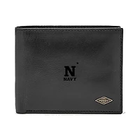 Men's Fossil Black Navy Midshipmen Leather Ryan RFID Passcase Wallet