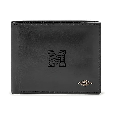 Men's Fossil Black Memphis Tigers Leather Ryan RFID Passcase Wallet