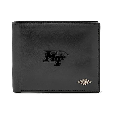 Men's Fossil Black MTSU Blue Raiders Leather Ryan RFID Passcase Wallet