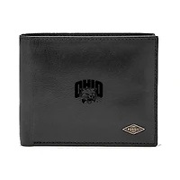 Men's Fossil Black Ohio Bobcats Leather Ryan RFID Passcase Wallet